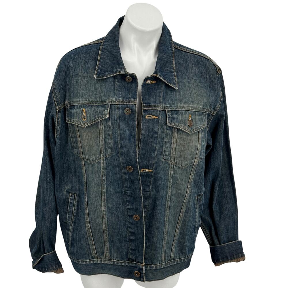 Old Navy Trucker VTG Denim Jacket L Women's Blue Y2K Streetwear Rustic Classic
